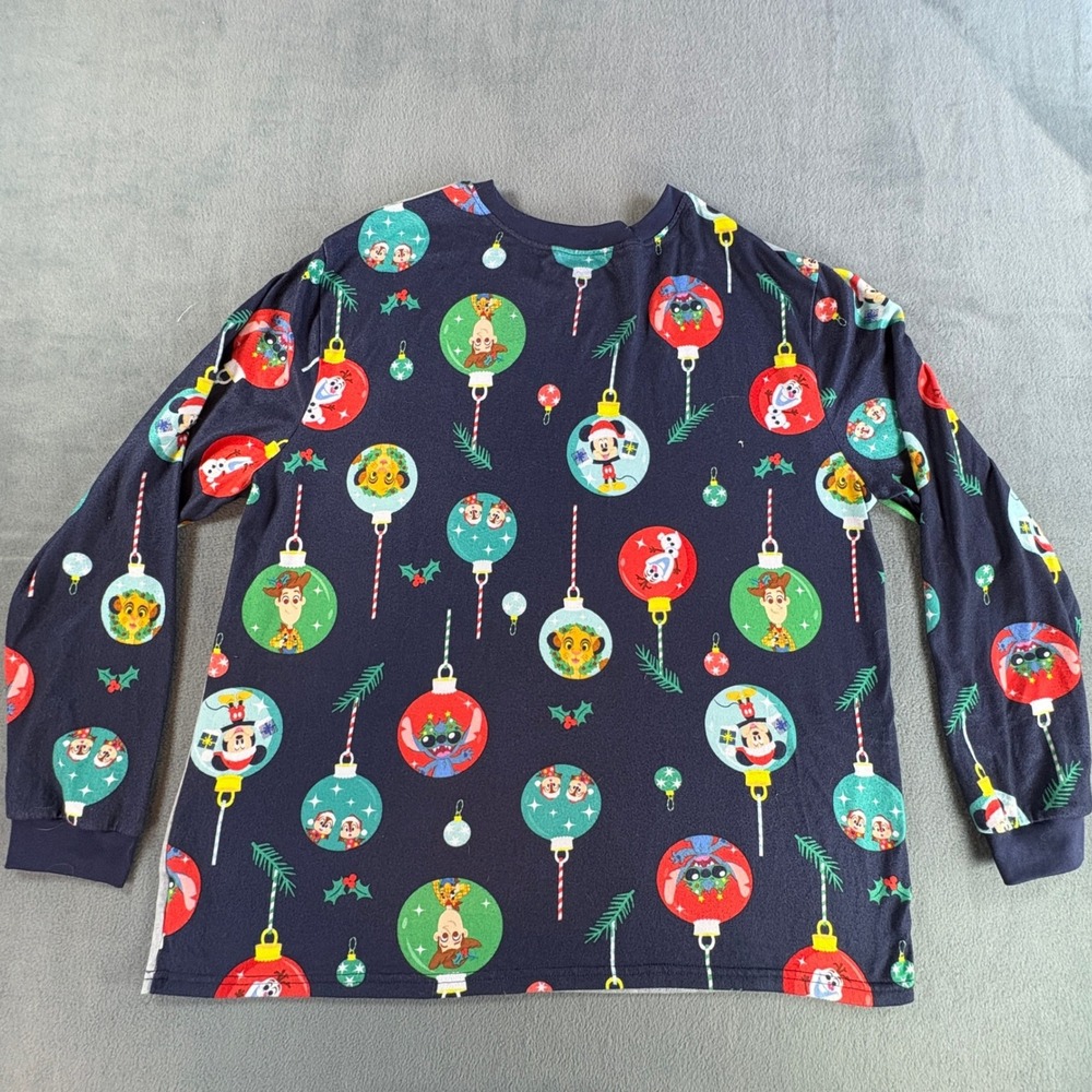 Disney 100 Christmas‎ Pajama Top XL Mickey Olaf Stitch Woody Holiday Long Sleeve - Picture 9 of 10